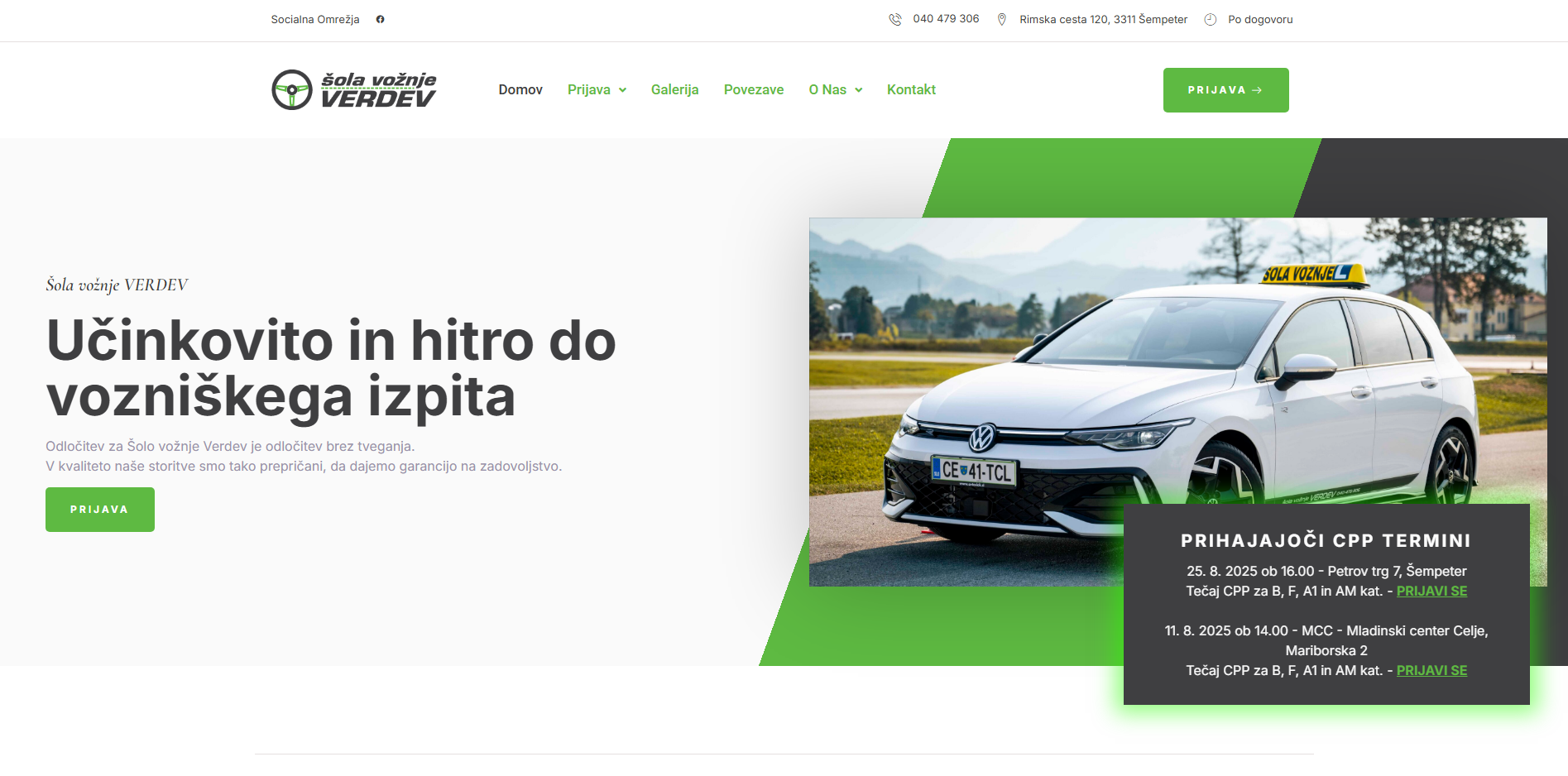 reference spletnih strani sola voznje verdev
